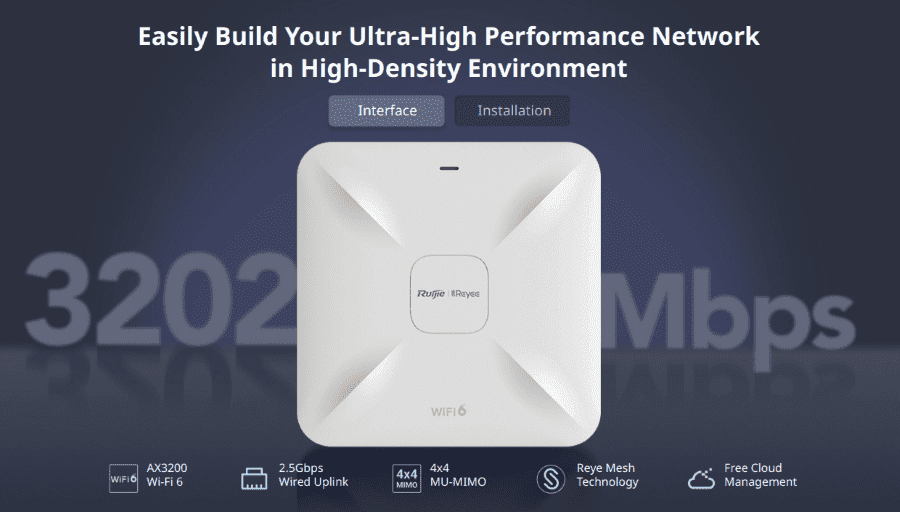 RG-RAP2260(E) Reyee Wi-Fi 6 3202Mbps Multi-G Ceiling Access Point